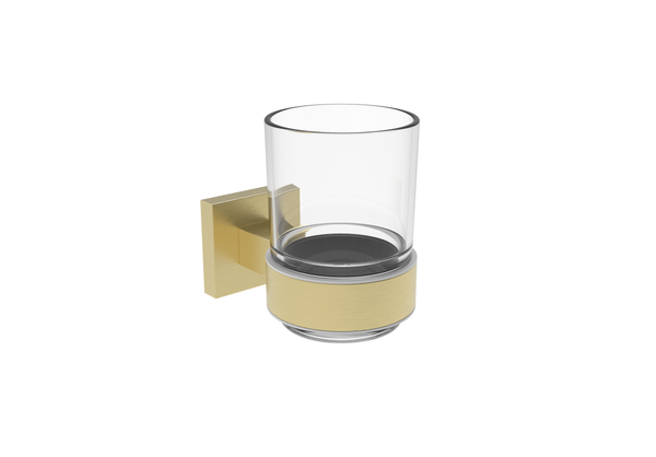 Sydney Square Tumbler & Holder - Brushed Brass