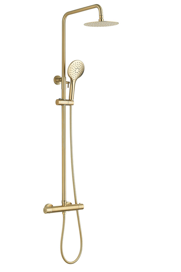 Menai Premium Round Thermostatic Overhead Shower Kit - Brushed Brass - product image 3