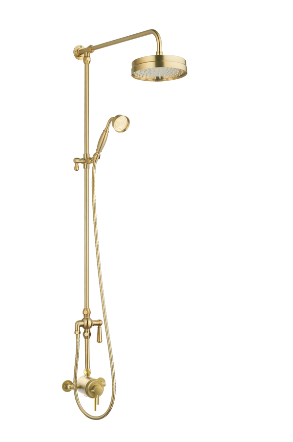 Beaumaris Modern Traditional Overhead Shower Kit - Brushed Brass
