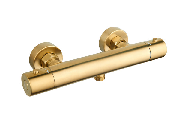 Round Thermostatic Bar Valve w. Easy Fit Kit - Brushed Brass - product image 2