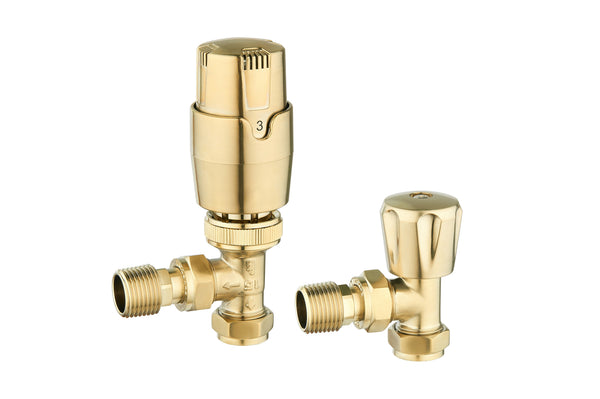 Angle TRV Rad Valves - Brushed Brass