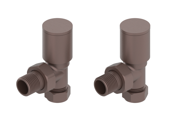 Modern Angle Towel Rail Valves - Brushed Bronze