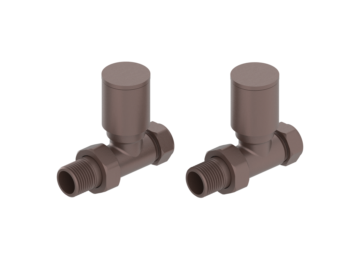 Modern Straight Towel Rail Valves - Brushed Bronze