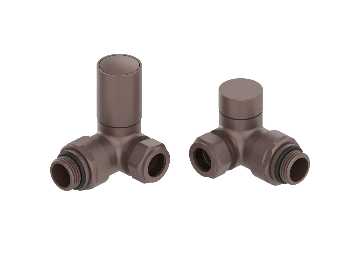 Modern Corner Towel Rail Valves-Brushed Bronze