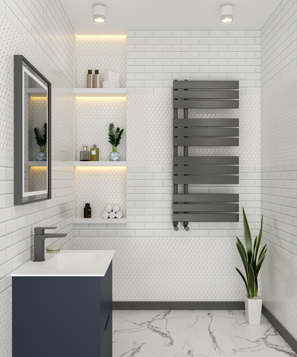 Wellington Grey Designer Offset Towel Radiator - 1126*500mm - product image 3
