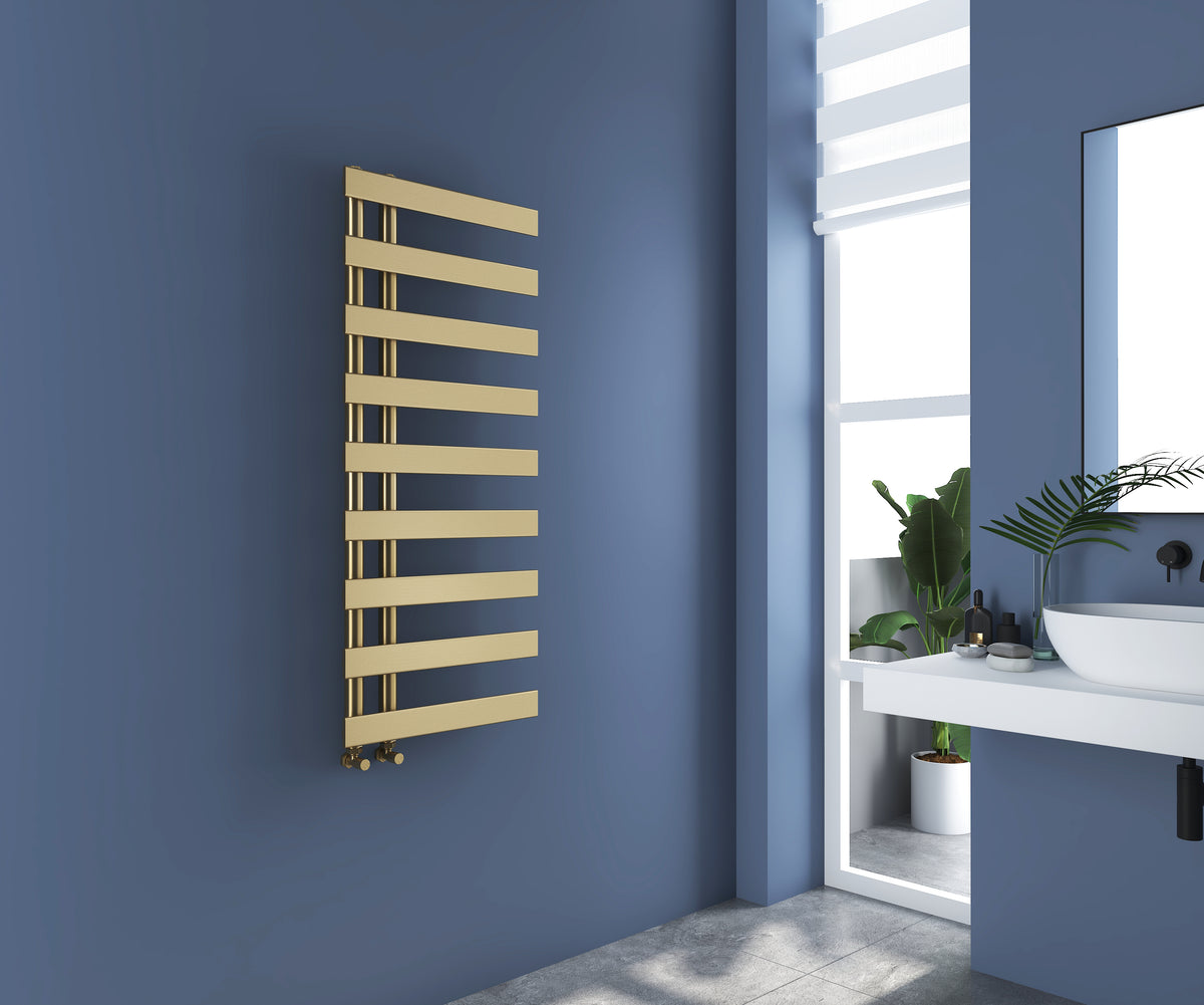 Milton Brushed Brass Offset Towel Radiator - 1156*500mm - product image 3