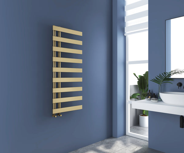 Milton Brushed Brass Offset Towel Radiator - 1156*500mm - product image 3