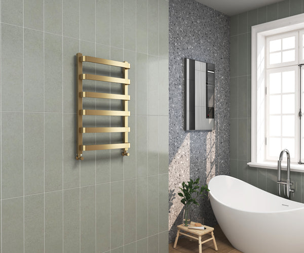 Hastings Brushed Brass Towel Warmer - 800x500mm - product image 3