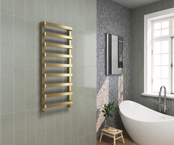 Hastings Brushed Brass Towel Warmer - 1200x500mm - product image 3