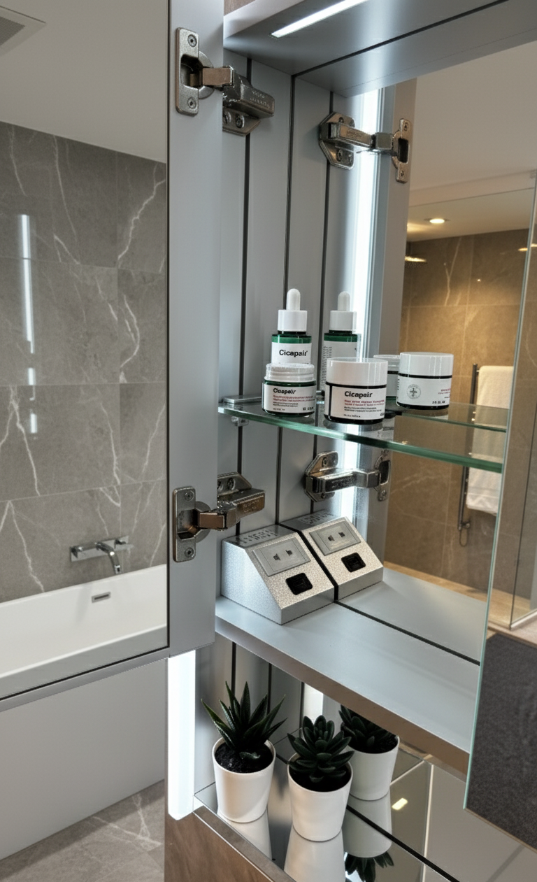 Poppy Double Door LED Mirror Cabinet w. USB & Shaver Socket - 600x900x150 - product image 4