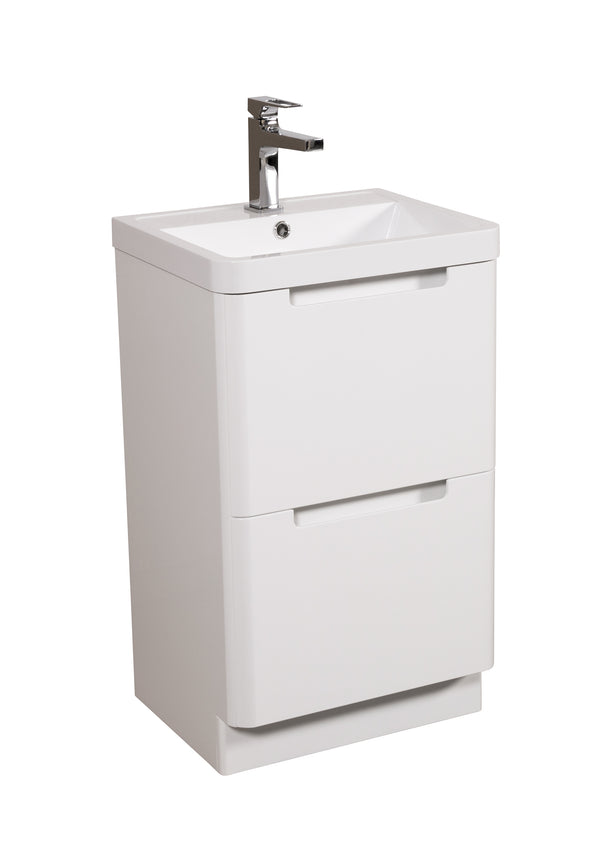 Monza 500mm Vanity & Basin White Gloss - Floor Standing