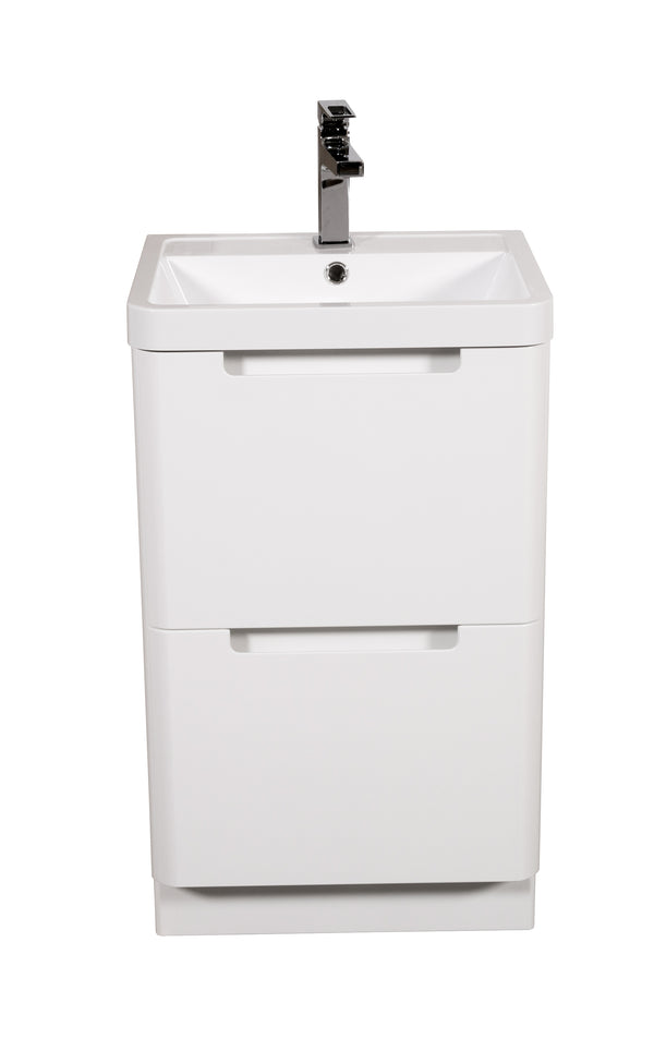 Monza 500mm Vanity & Basin White Gloss - Floor Standing