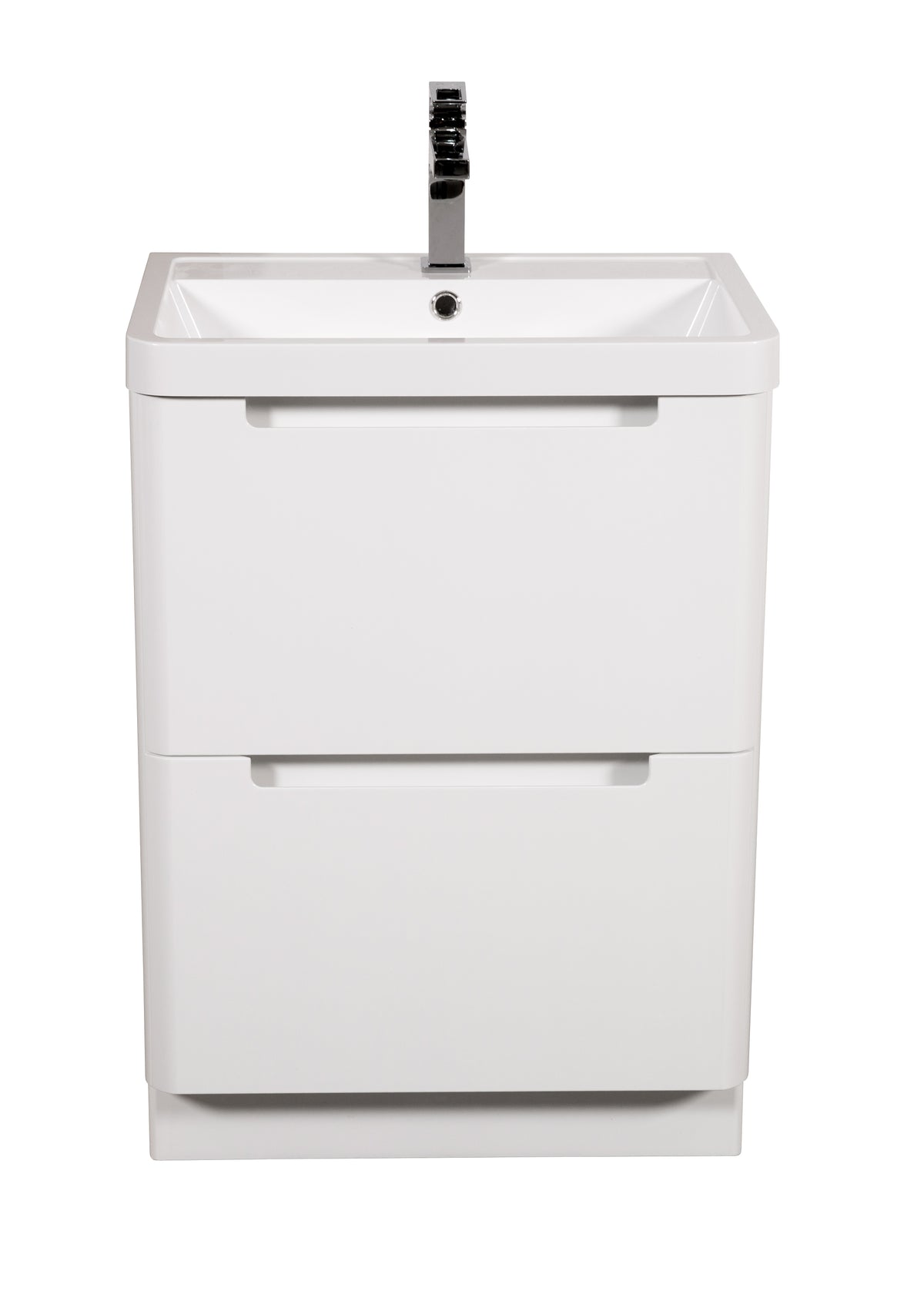 Monza 600mm Vanity & Basin White Gloss - Floor Standing
