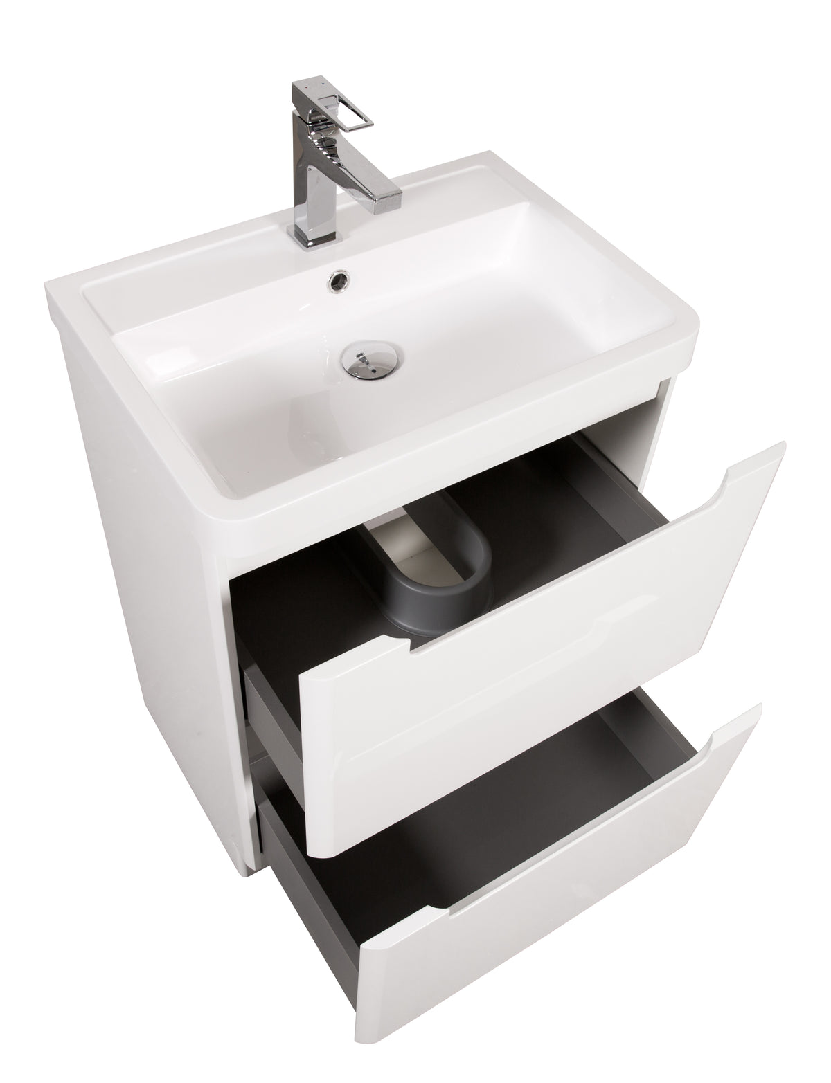 Monza 600mm Vanity & Basin White Gloss - Floor Standing