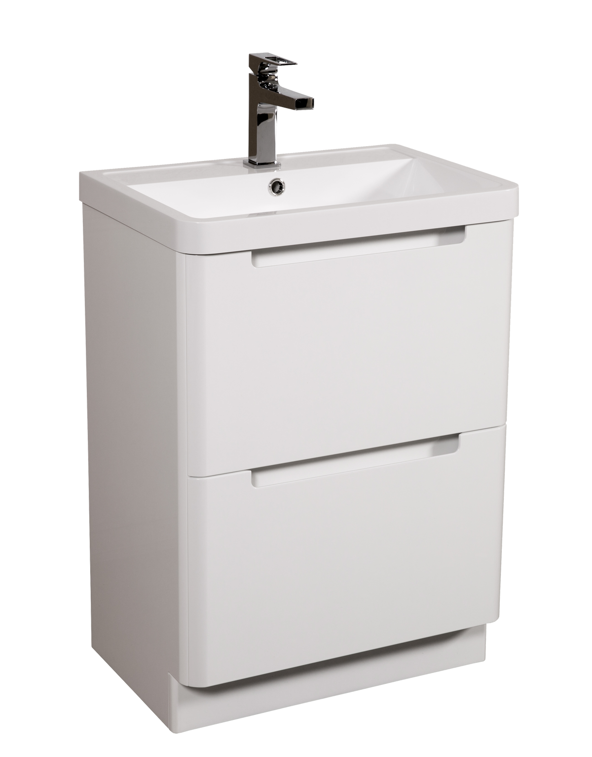 Monza 600mm Vanity & Basin White Gloss - Floor Standing