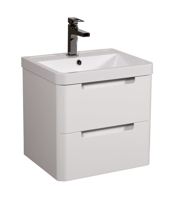Monza 500mm Vanity & Basin White Gloss - Wall Hung
