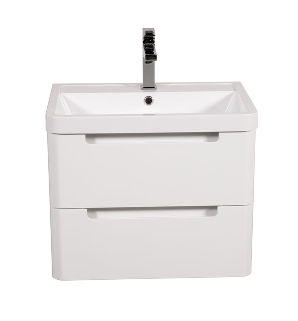 Monza 600mm Vanity & Basin White Gloss - Wall Hung