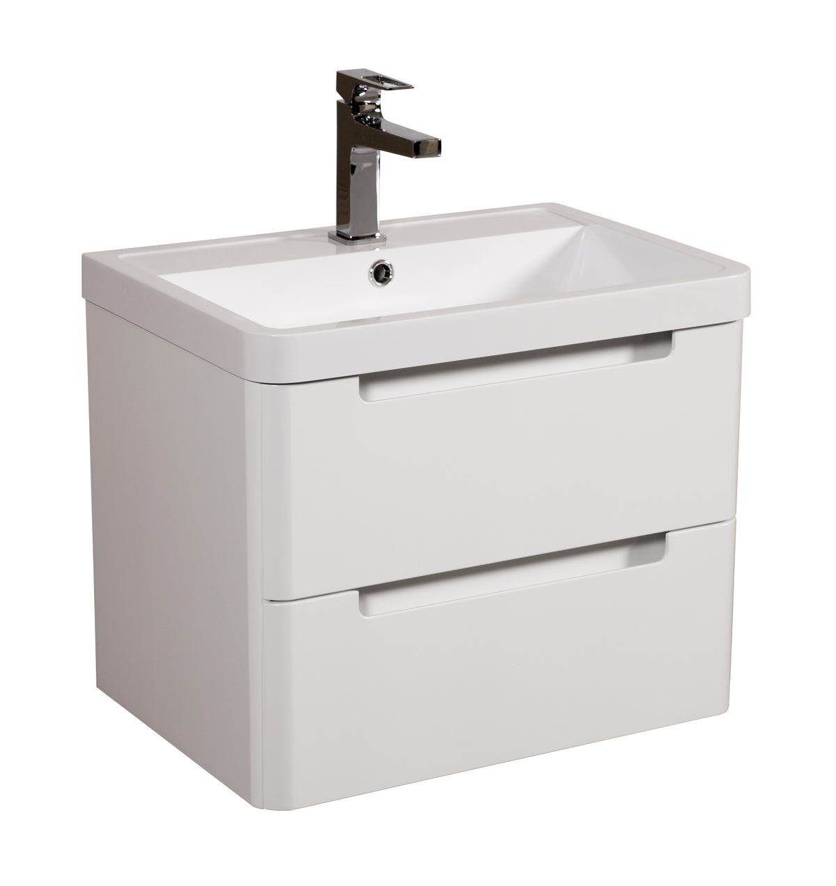 Monza 600mm Vanity & Basin White Gloss - Wall Hung