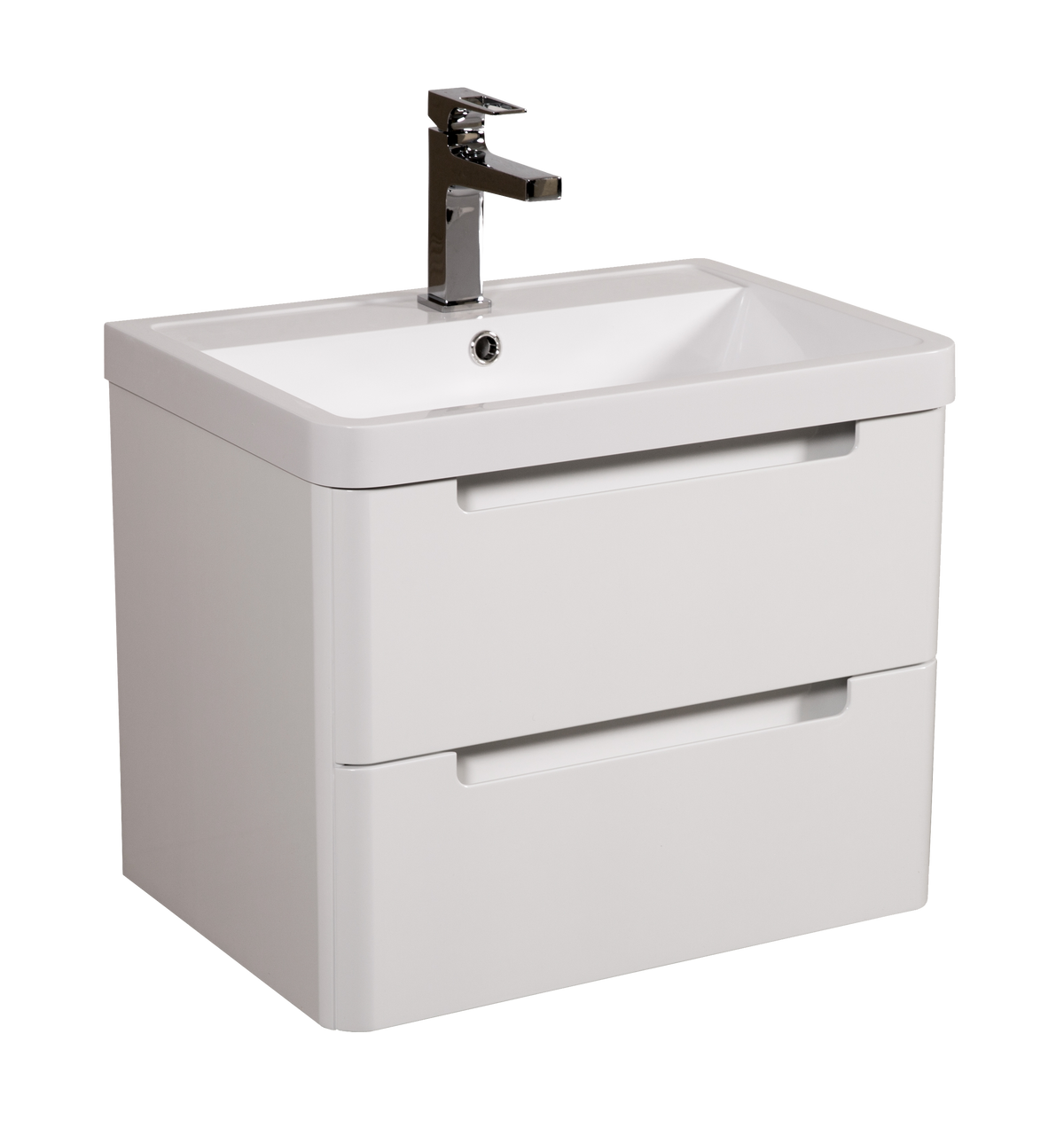 Monza 600mm Vanity & Basin White Gloss - Wall Hung