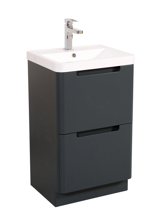 Monza 500mm Vanity & Basin Shadow Grey - Floor Standing