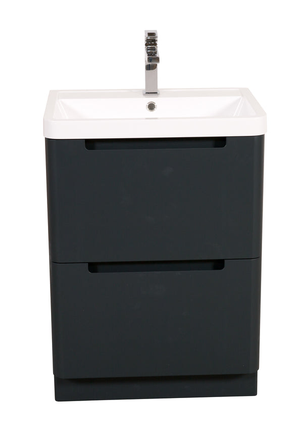 Monza 600mm Vanity & Basin Shadow Grey - Floor Standing