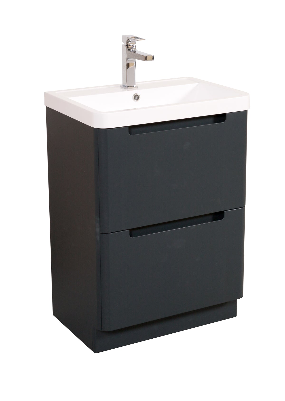 Monza 600mm Vanity & Basin Shadow Grey - Floor Standing
