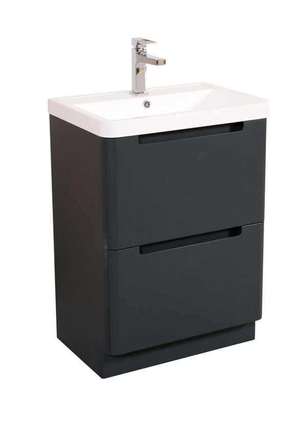 Monza 600mm Vanity & Basin Shadow Grey - Floor Standing