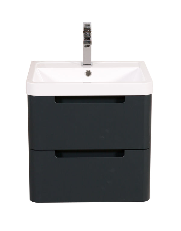 Monza 500mm Vanity & Basin Shadow Grey - Wall Hung