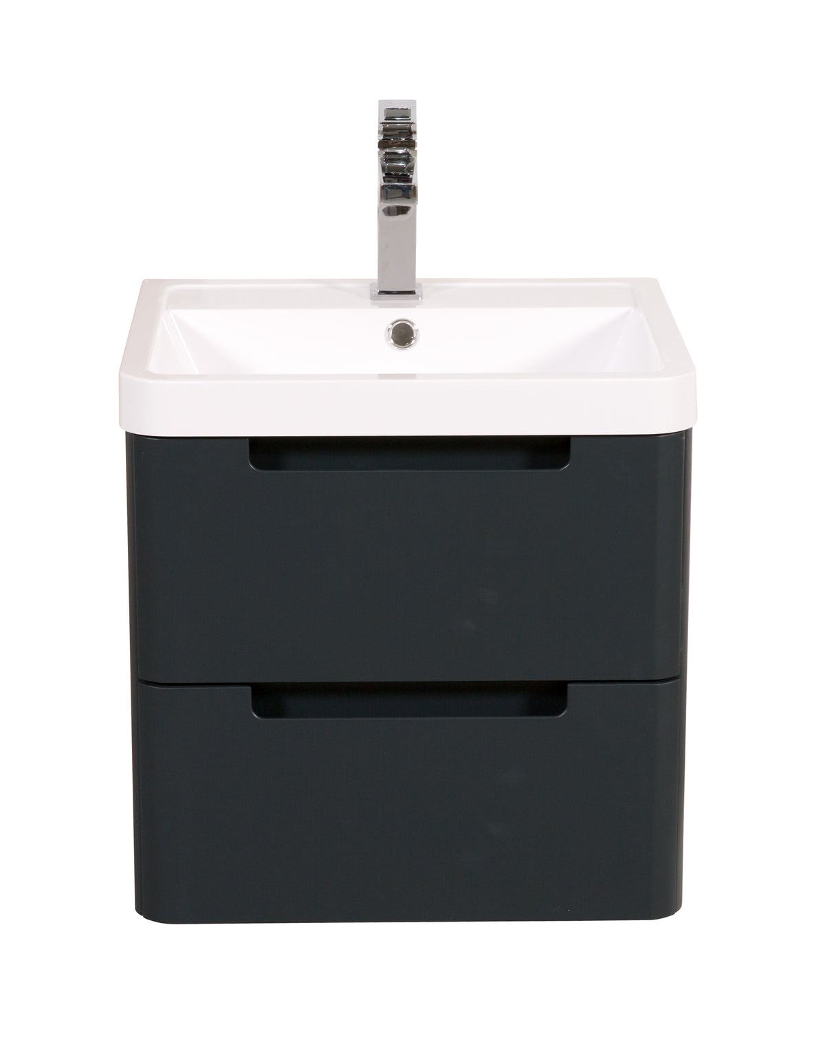 Monza 500mm Vanity & Basin Shadow Grey - Wall Hung