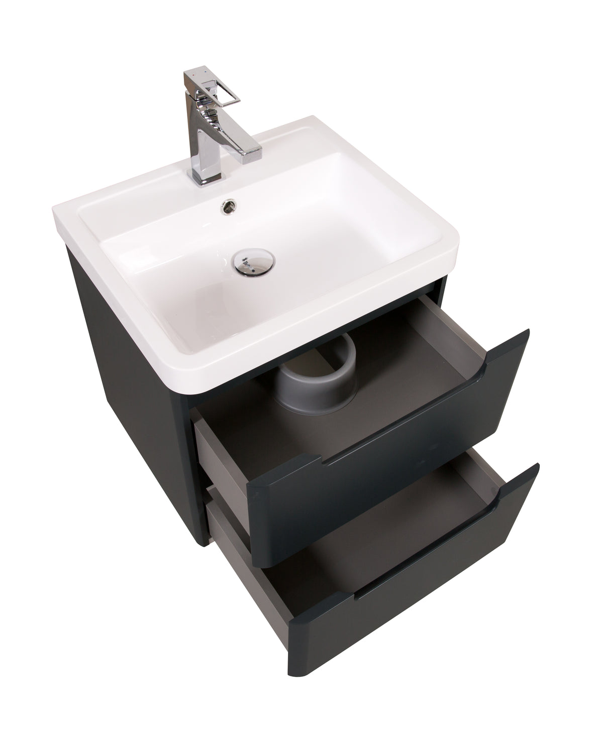 Monza 500mm Vanity & Basin Shadow Grey - Wall Hung