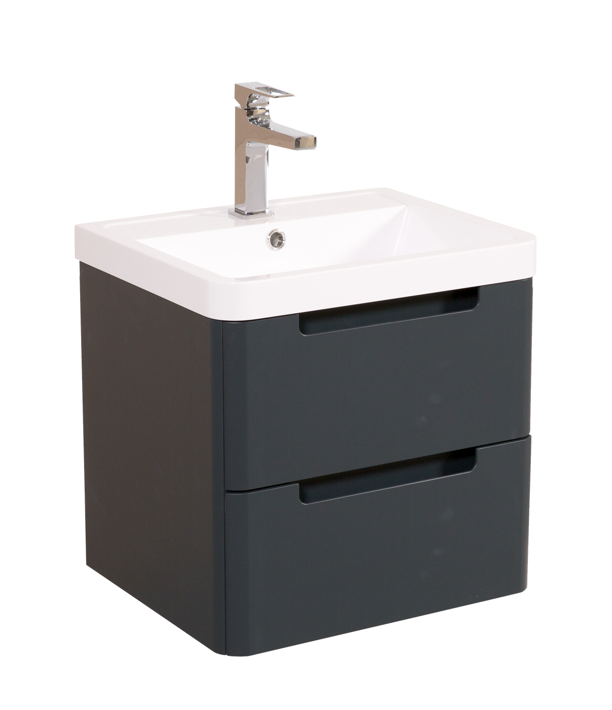 Monza 500mm Vanity & Basin Shadow Grey - Wall Hung