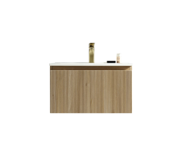Flauto Country Oak 600mm Wall Hung Vanity & Matte Basin