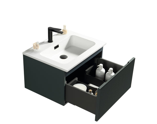 Flauto Midnight Shadow 600mm Wall Hung Vanity & Matte Basin