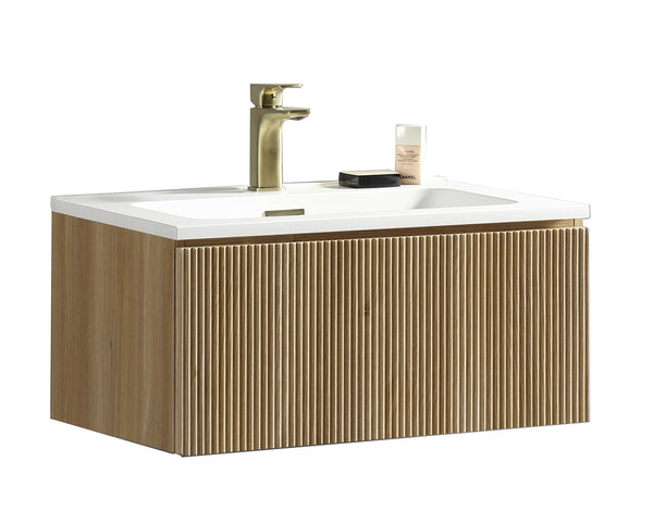 Flauto Country Oak 800mm Wall Hung Vanity & Matte Basin