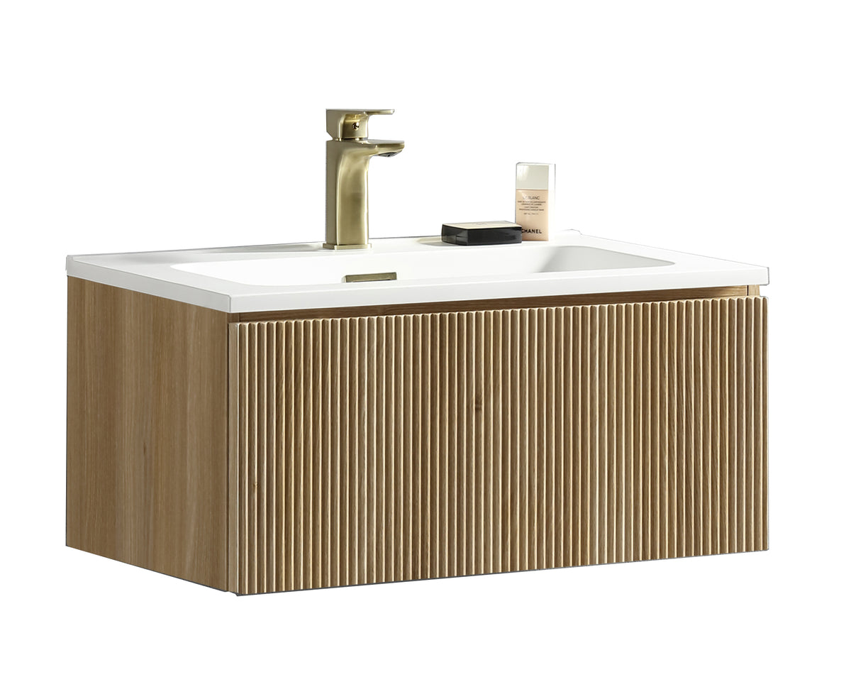 Flauto Country Oak 800mm Wall Hung Vanity & Matte Basin - product image 2
