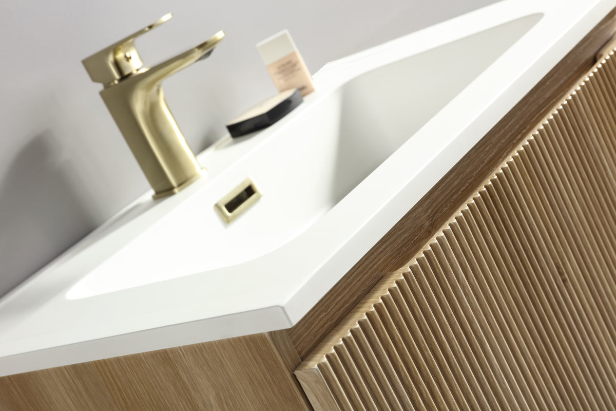 Flauto Country Oak 800mm Wall Hung Vanity & Matte Basin - product image 3