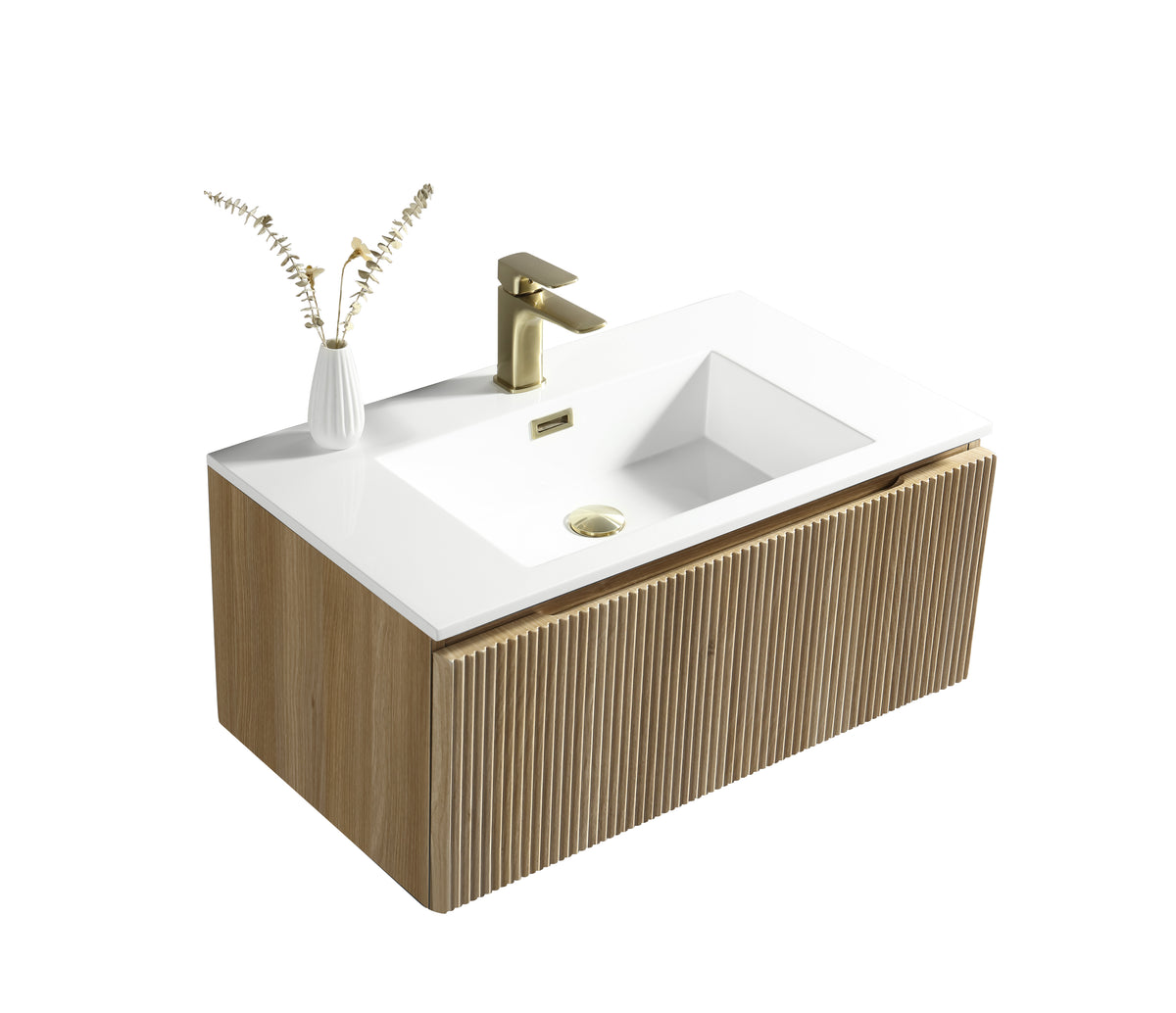 Flauto Country Oak 800mm Wall Hung Vanity & Matte Basin