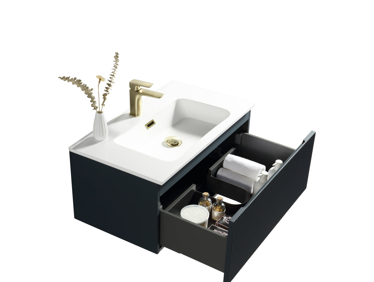 Flauto Midnight Shadow 800mm Wall Hung Vanity & Matte Basin - product image 4