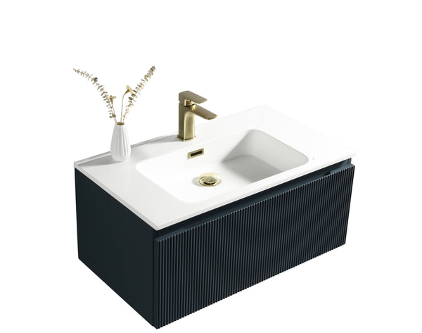 Flauto Midnight Shadow 800mm Wall Hung Vanity & Matte Basin