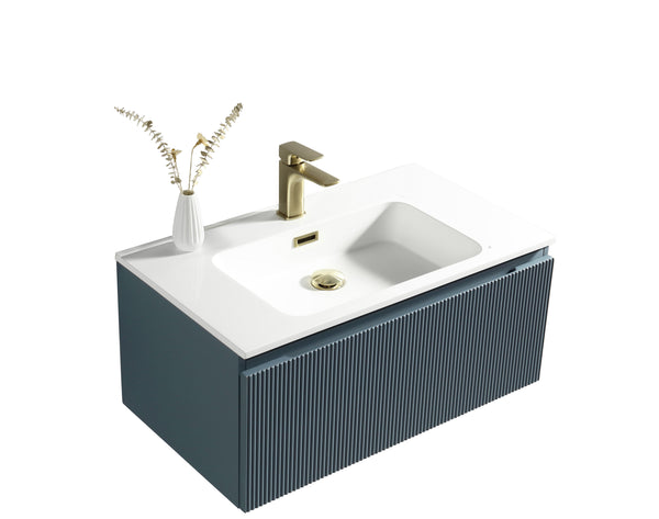 Flauto Smoked Sage 800mm Wall Hung Vanity & Matte Basin