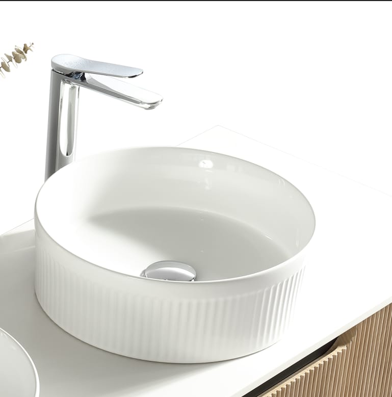 Flauto Fluted Round Countertop Basin - d360xh115mm