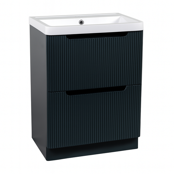Monza 600mm Fluted Vanity Unit Shadow Grey - Floor Standing