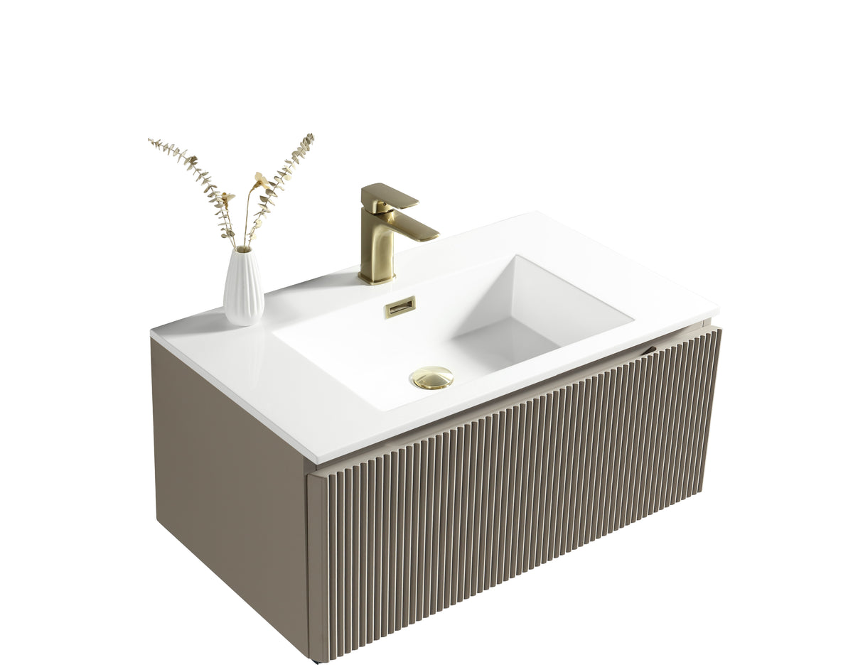 Flauto Fluted D-Shape Countertop Basin - Gloss White - d360xw360mm - product image 10