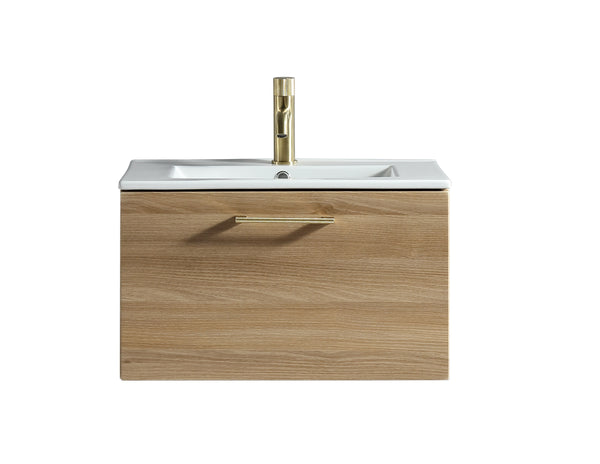 Piatta 600mm Wall Hung Vanity & Matte Basin - Country Oak