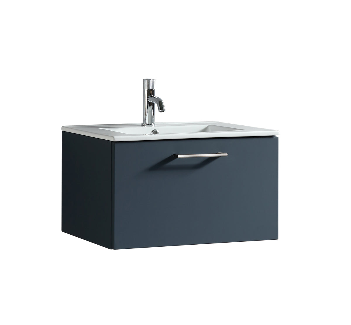 Piatta 600mm Wall Hung Vanity & Matte Basin - Midnight Shadow