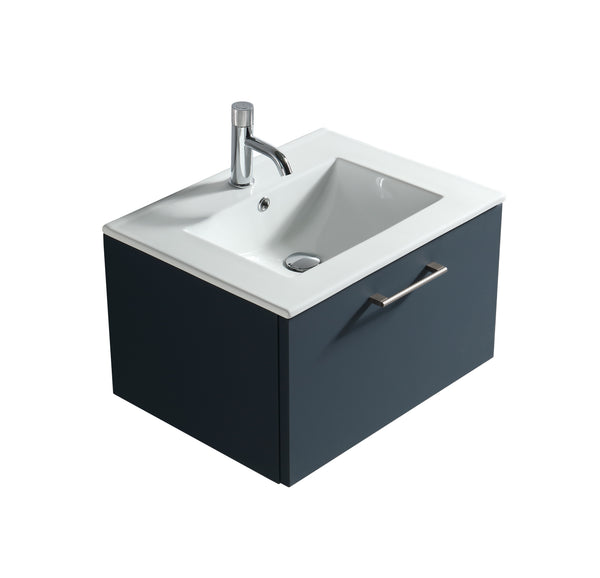 Piatta 600mm Wall Hung Vanity & Matte Basin - Midnight Shadow
