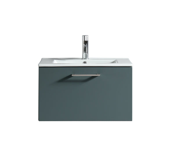 Piatta 600mm Wall Hung Vanity & Matte Basin - Smoked Sage
