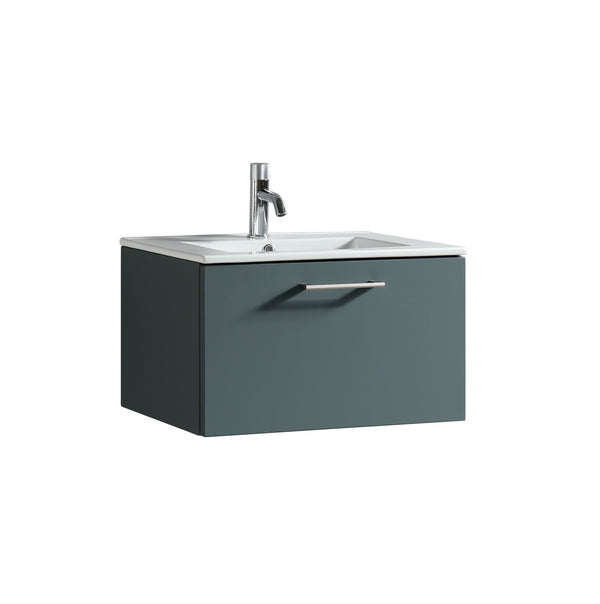 Piatta 600mm Wall Hung Vanity & Matte Basin - Smoked Sage