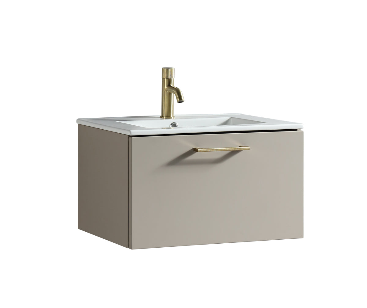 Piatta 600mm Wall Hung Vanity & Matte Basin - Soft Coffee