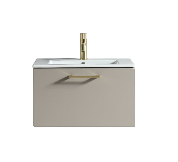 Piatta 600mm Wall Hung Vanity & Matte Basin - Soft Coffee